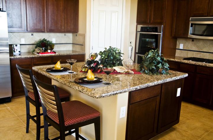 Kitchen with granite island